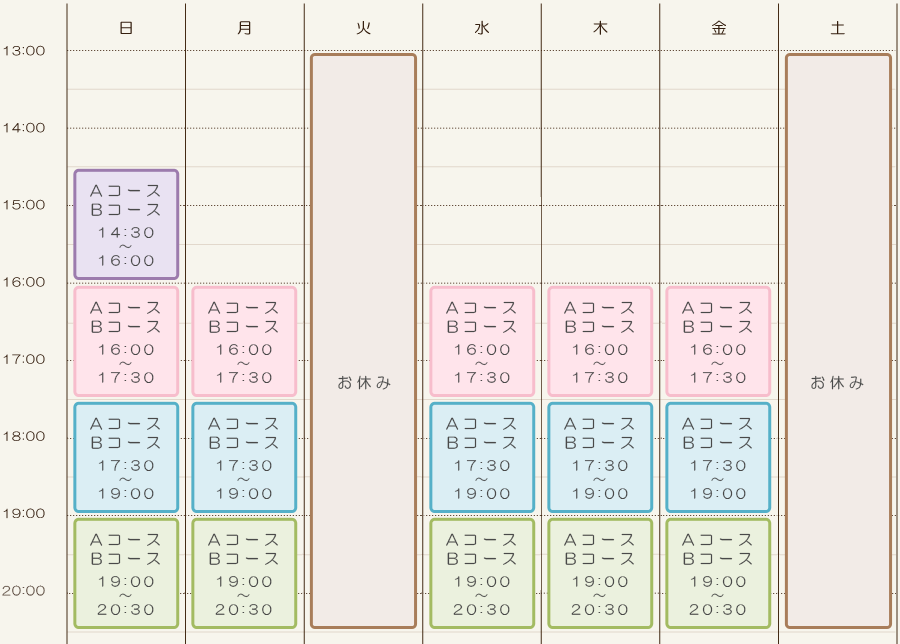 受講時間（時間割）